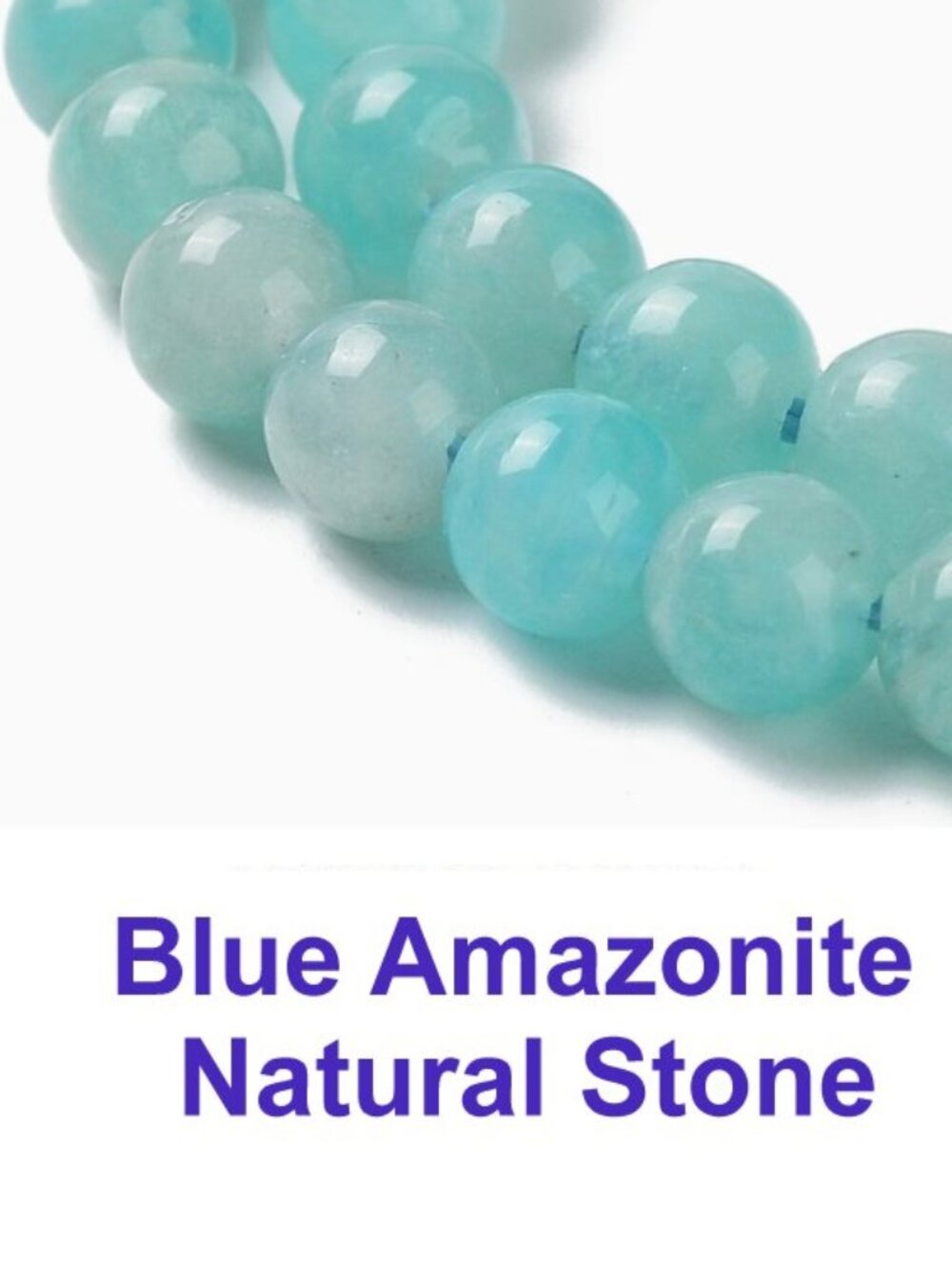Blue Amazonite Natural Stone .  15" strand.